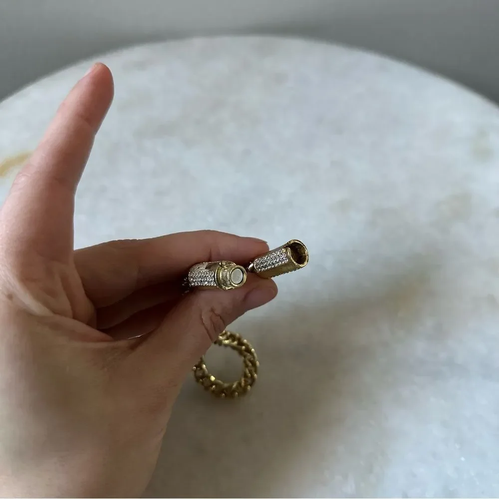 Chunky Link Gold Chain Bracelet with Magnetic Rhinestone Clasp Minimalist